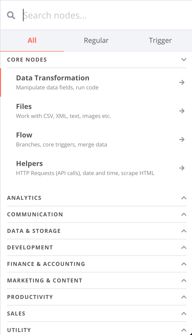 Nodes panel