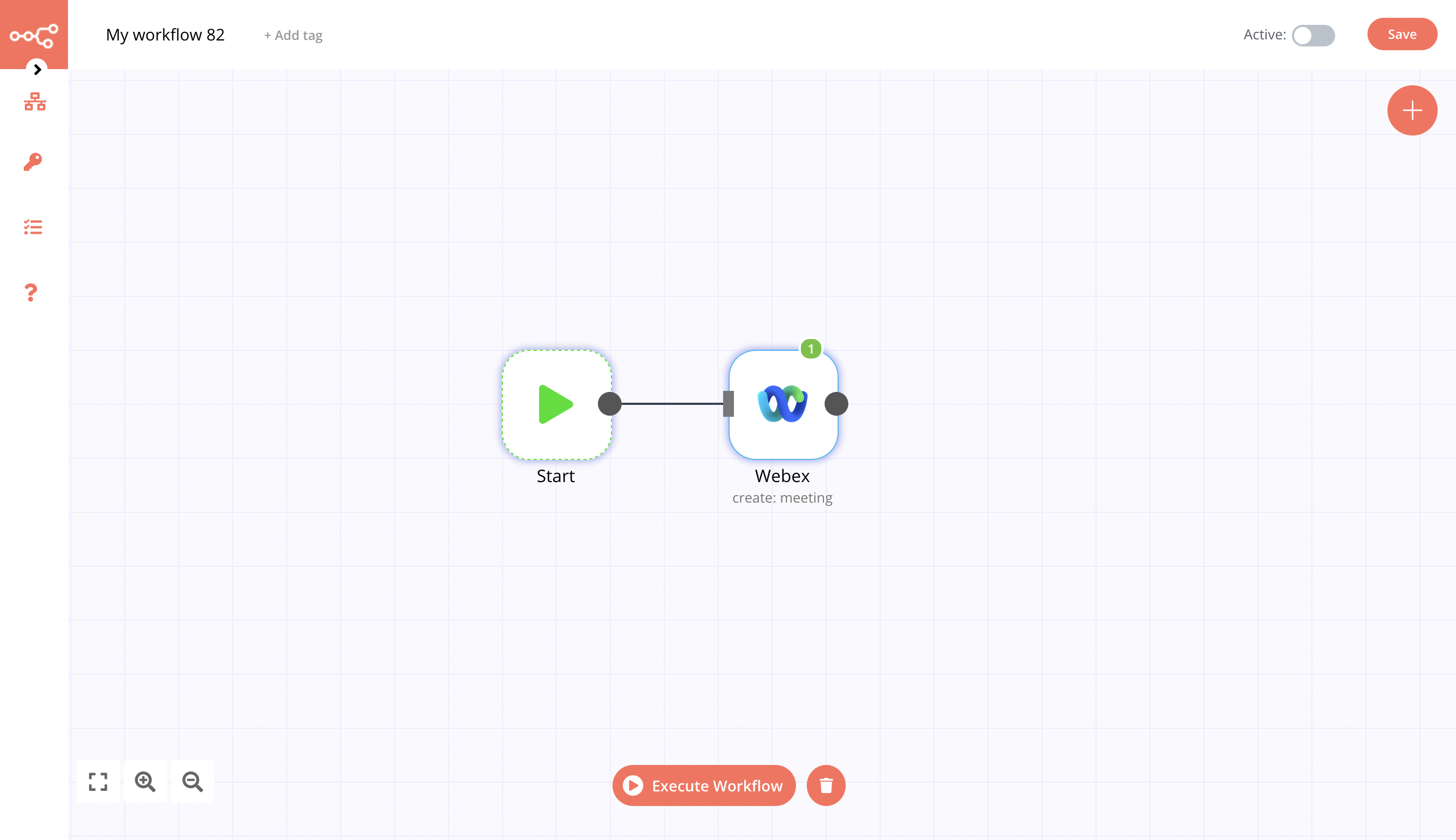 A workflow with the Webex by Cisco node