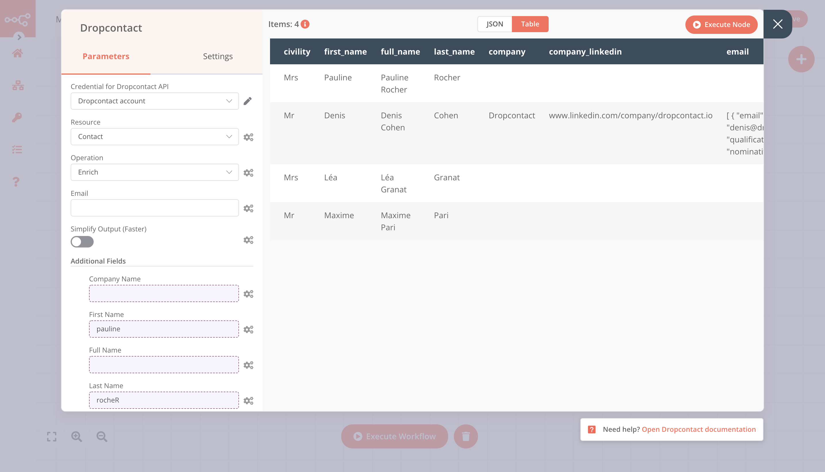 Using the Dropcontact node