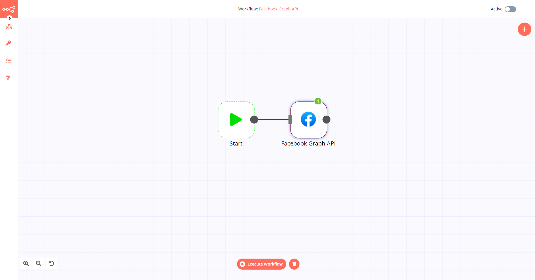 A workflow with the Facebook Graph API node