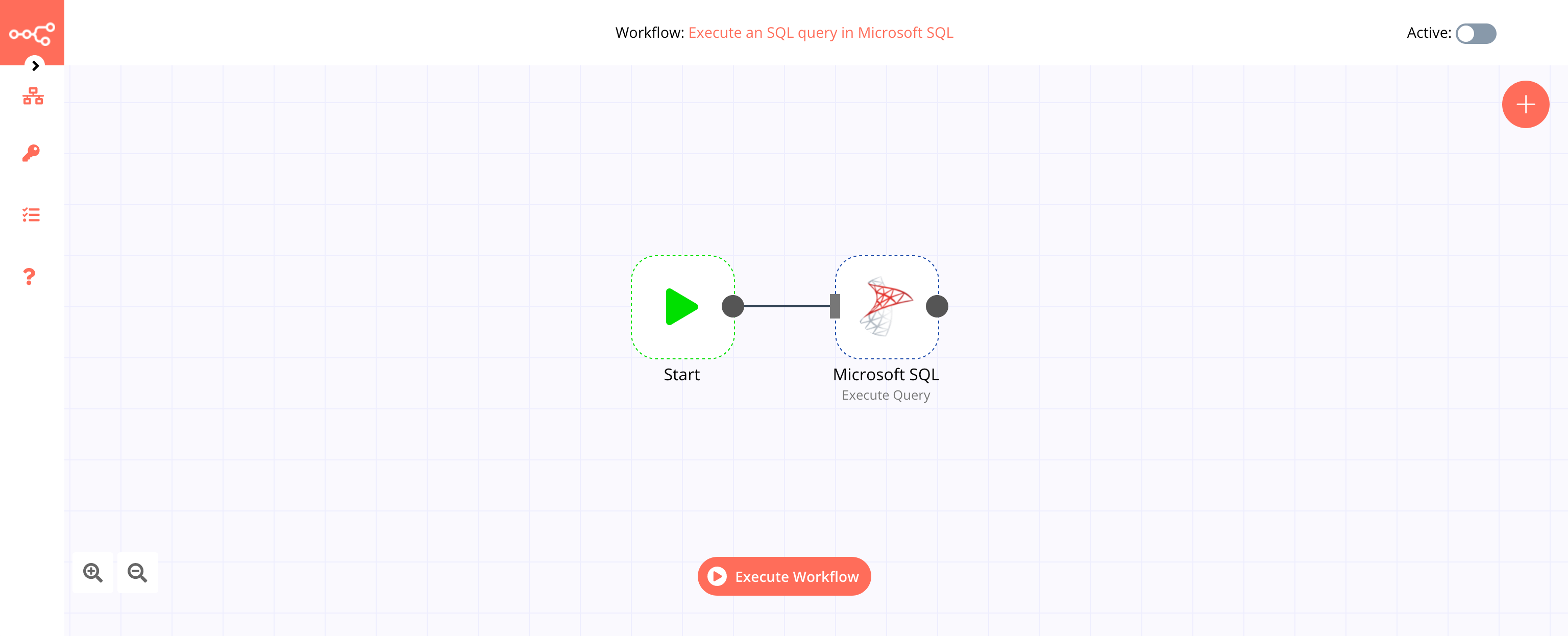 A workflow with the Microsoft SQL node