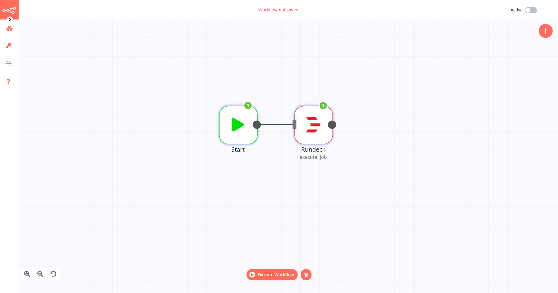 A workflow with the Rundeck node