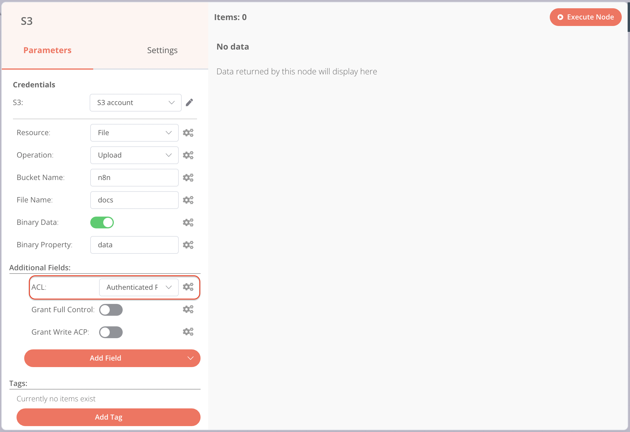 File permissions when using the S3 node with Wasabi