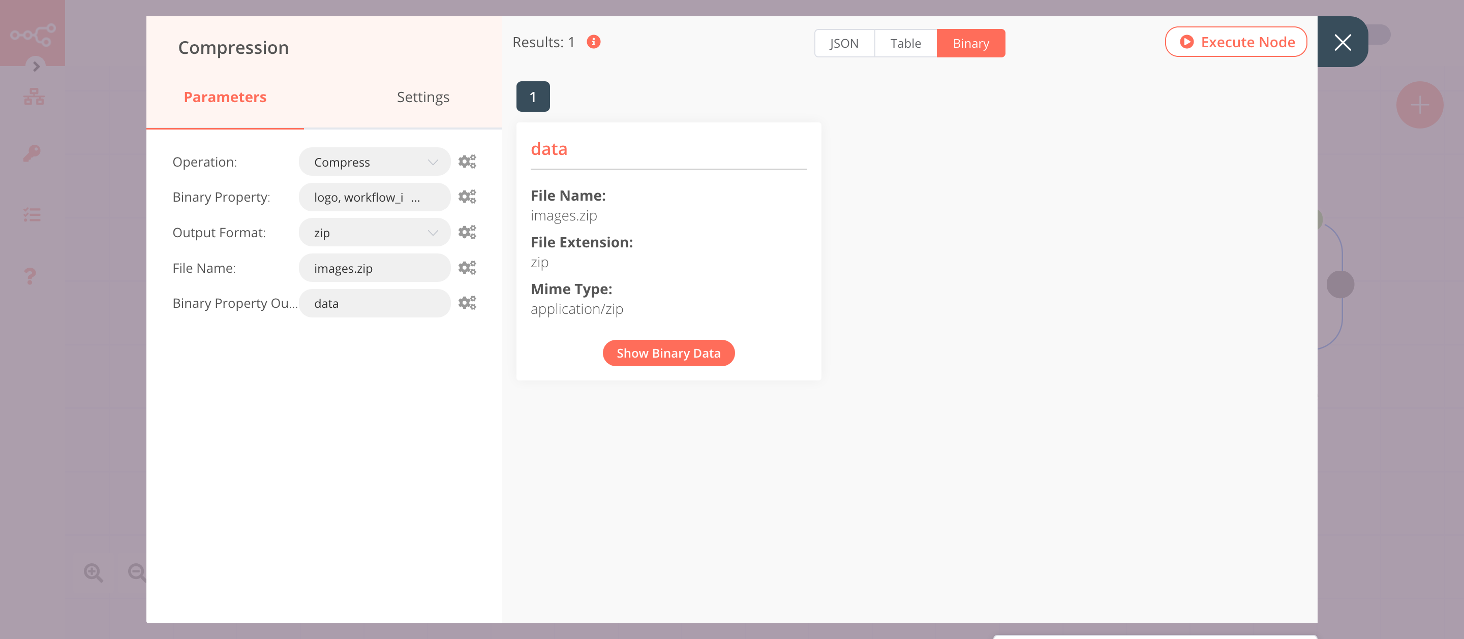 Using the Compression node to compress files