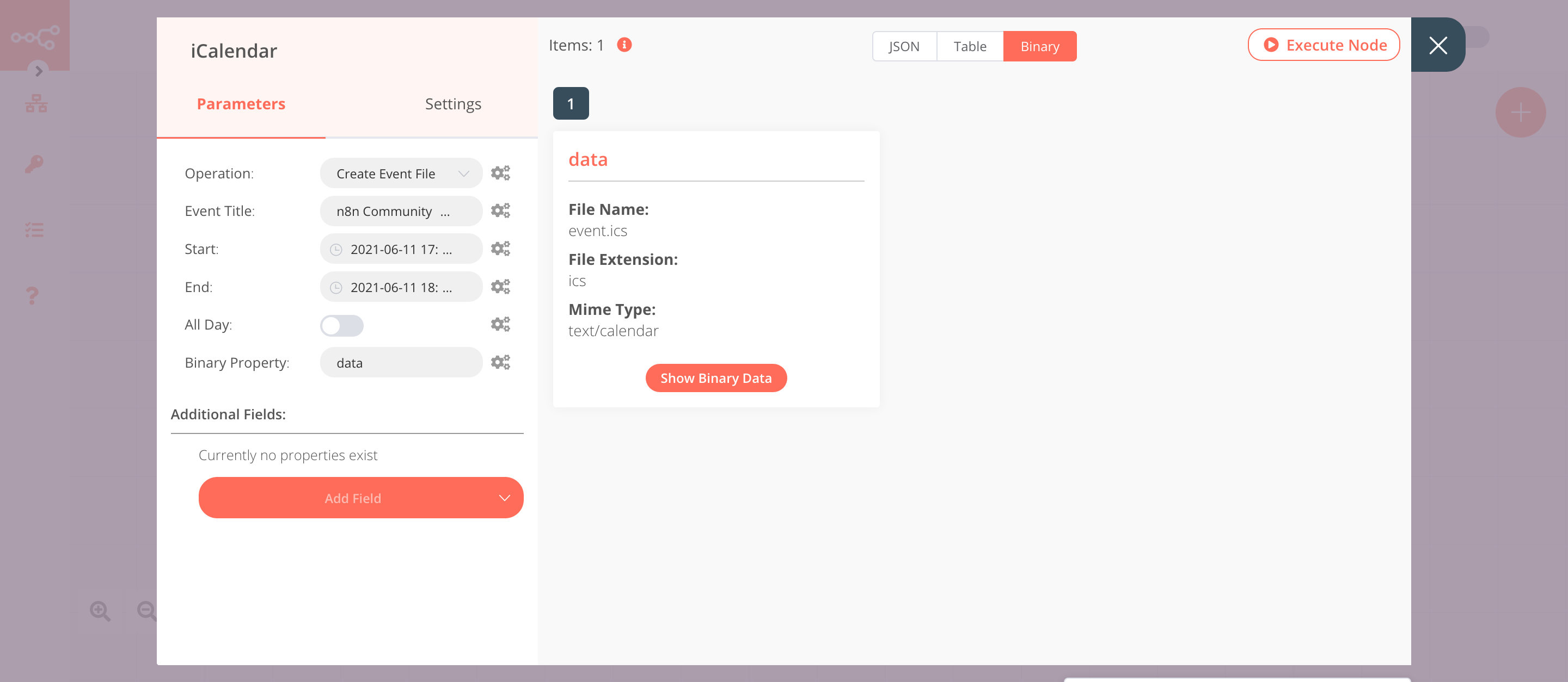 Using the iCalendar node to create an event file