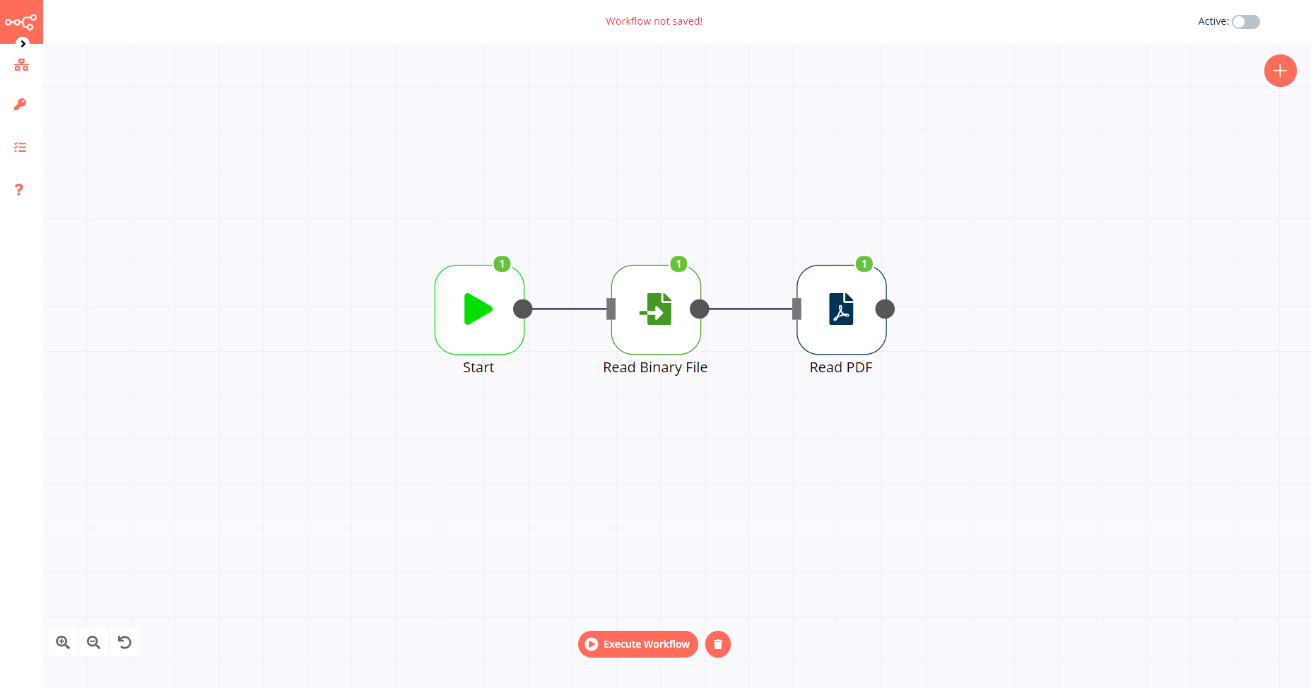 A workflow with the Read PDF node