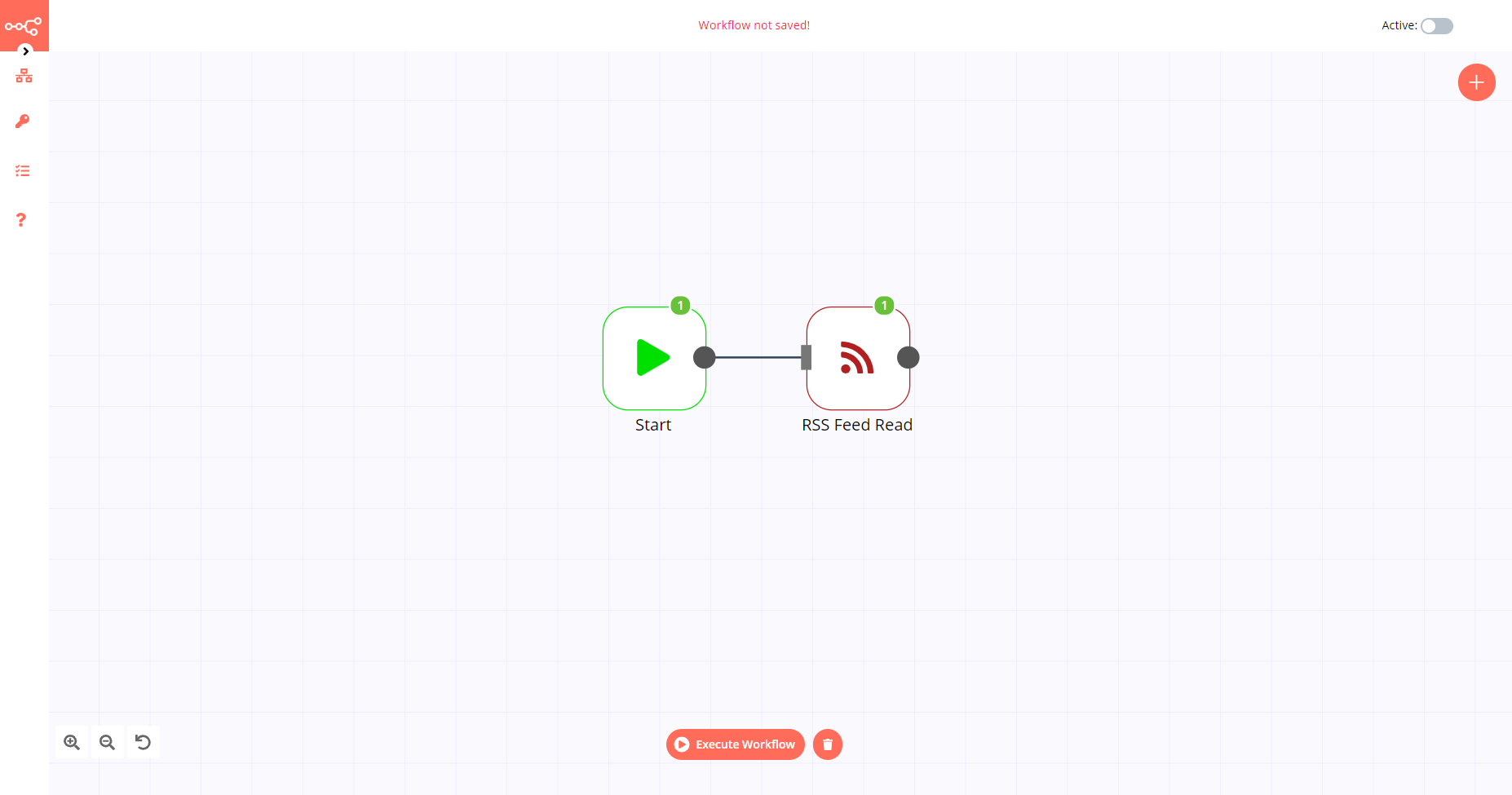 A workflow with the RSS Read node