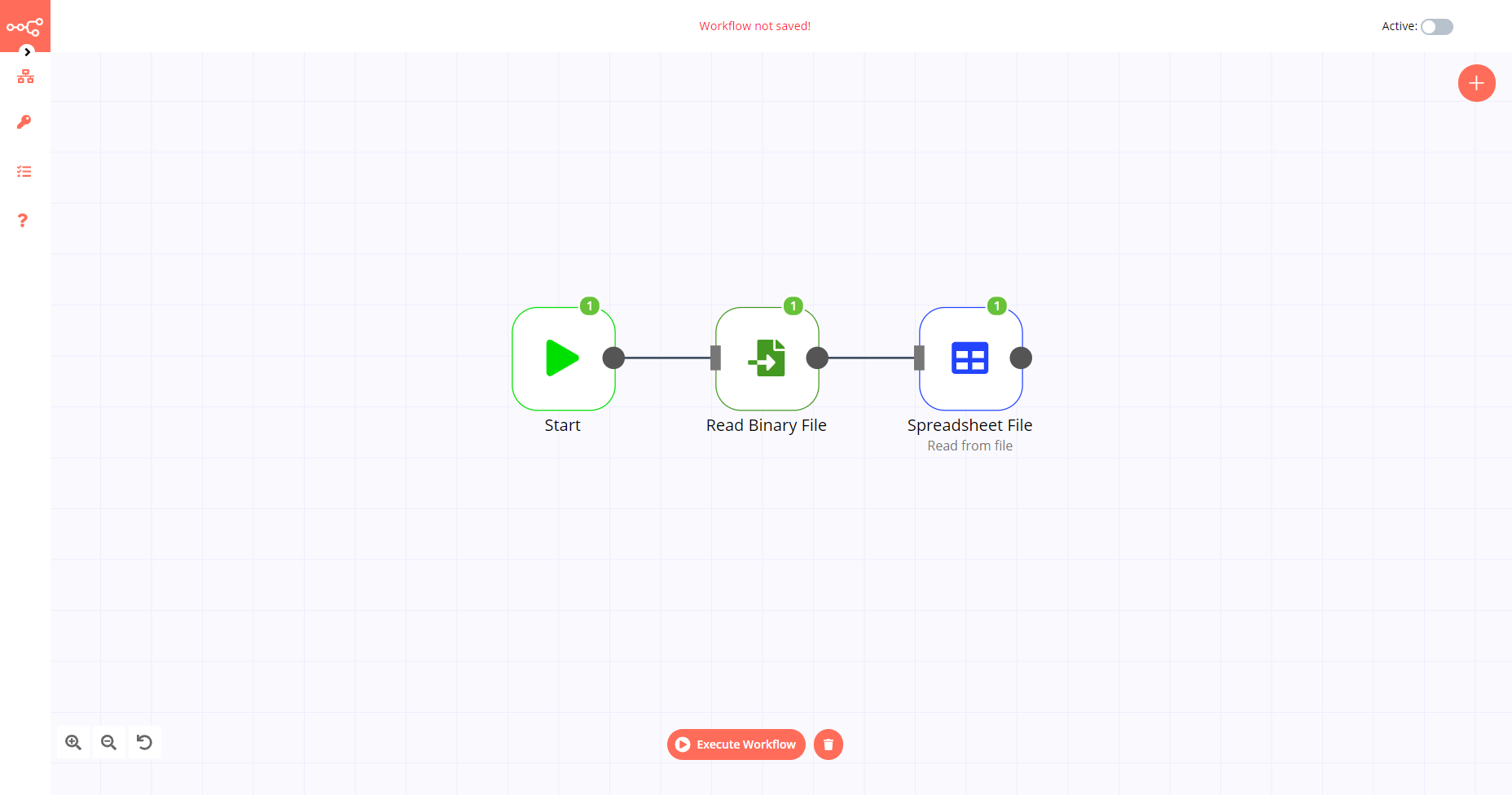 A workflow with the Spreadsheet File node