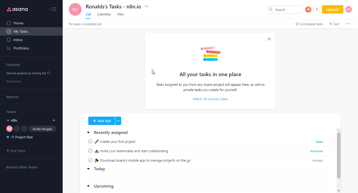 Getting Asana credentials