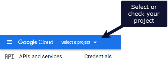 Google project dropdown