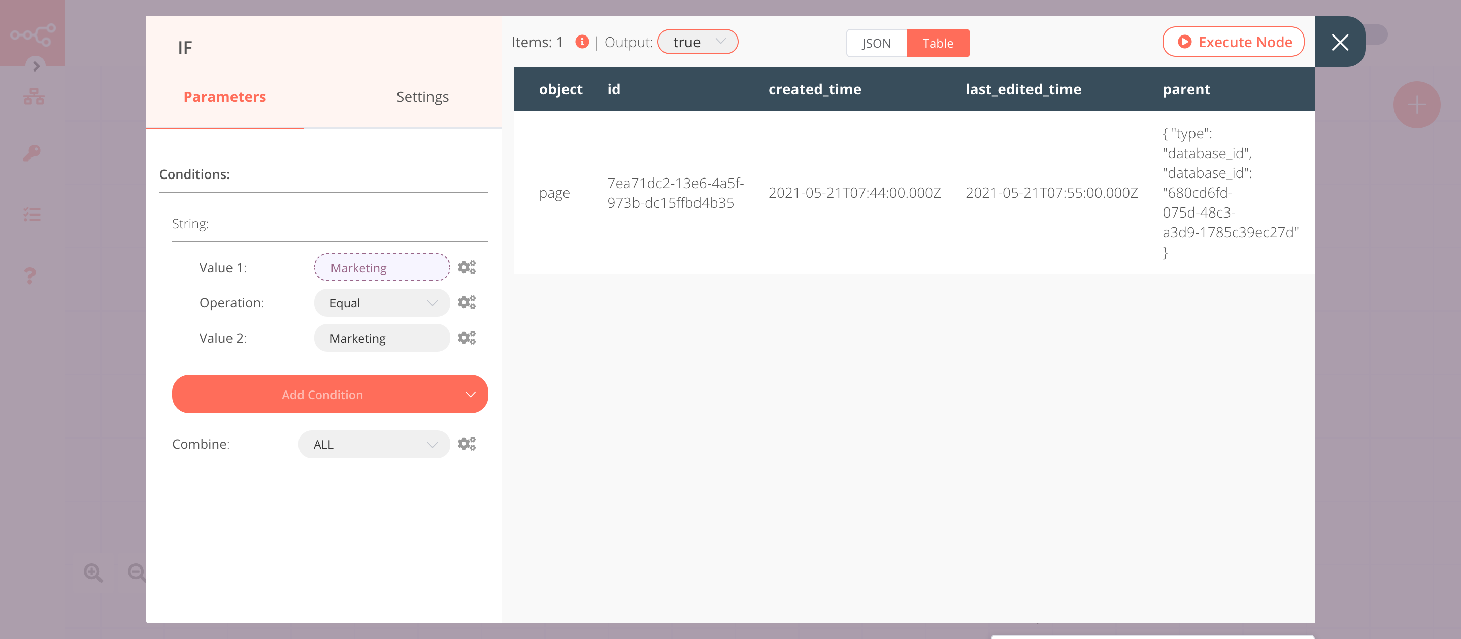 Using the IF node to check the team